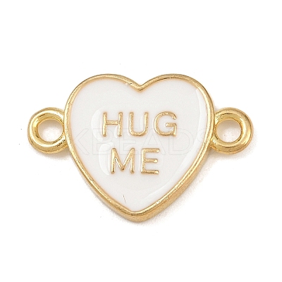 Brass Enamel Hug Me Heart Links Connector Charms KK-L251-08G-01-1