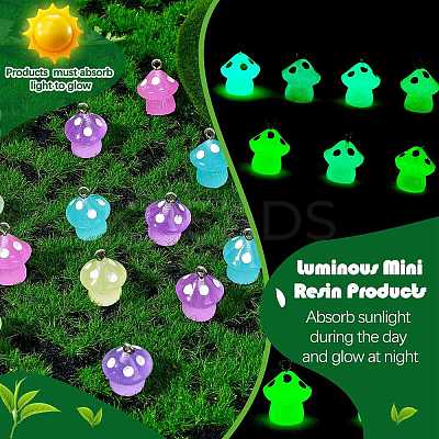 64Pcs 8 Colors Translucent Resin Pendant Colorful Night Glow Small Mushroom Pendant Creative Jewelry Accessories JX857A-1