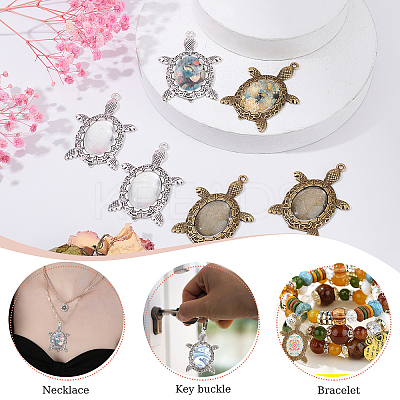 20Pcs 2 Colors Turtle Alloy Pendant Cabochons Settings DIY-PH0003-26-WH-1