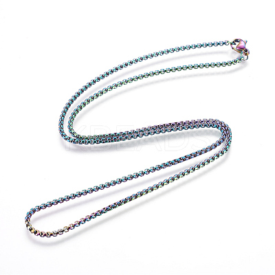 Ion Plating(IP) 304 Stainless Steel Box Chain Necklaces NJEW-P251-02B-1