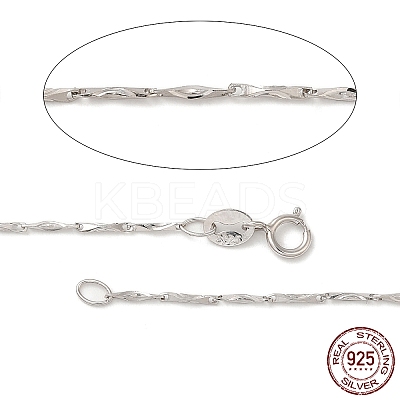 Anti-Tarnish Rhodium Plated 925 Sterling Silver Chain Necklaces STER-F039-12P-1