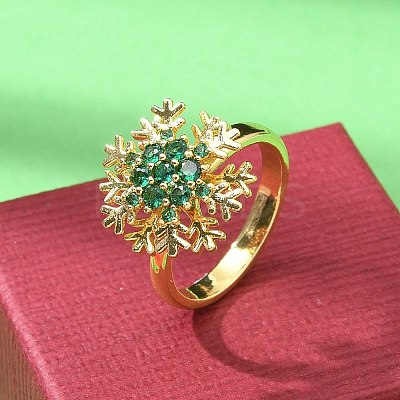 Snowflake Rotatable Open Cuff Rings for Women RJEW-R007-01G-1
