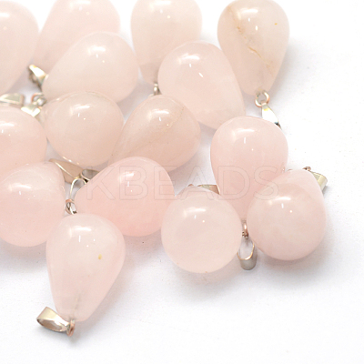 Teardrop Natural Rose Quartz Pendants G-Q435-24-1