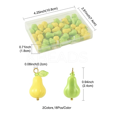 36Pcs 2 Colors Acrylic Gourd Pendants PALLOY-FS00068-1