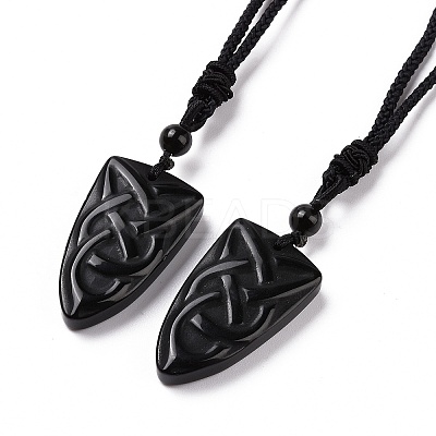 Natural Mixed Gemstone Sailor's Knot Pendant Necklace with Nylon Cord for Women NJEW-E091-02-1