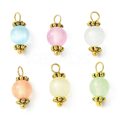 Natural Selenite Dyed Round Charms PALLOY-JF02218-1