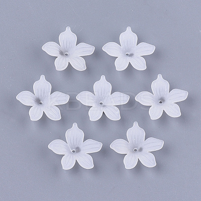 5-Petal Transparent Acrylic Bead Caps X-FACR-T001-08-1