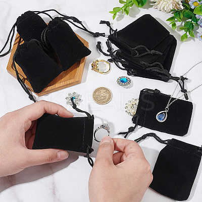 60Pcs Rectangle Velvet Drawstring Pouches TP-NB0001-66A-1