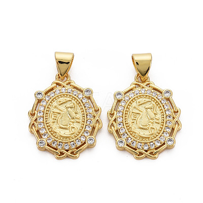 Brass Micro Pave Cubic Zirconia Pendants KK-Q252-059-NF-1