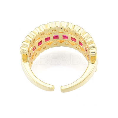 Cubic Zirconia Heart Open Cuff Ring RJEW-N035-137B-1