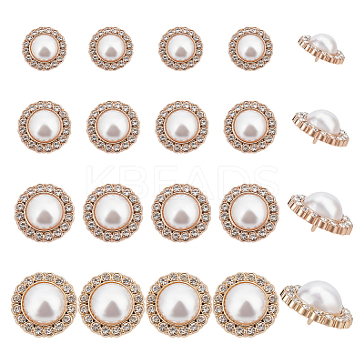 24Pcs 4 Styles 1-Hole Alloy Rhinestone Shank Buttons BUTT-NB0001-73-1