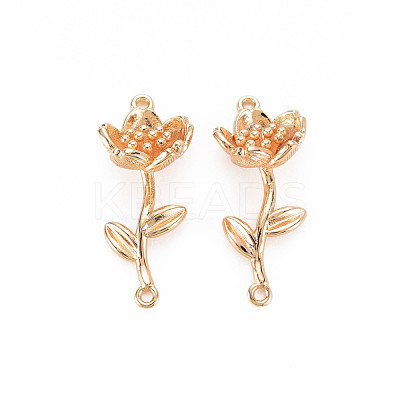 Brass Birth Flower Connector Charms KK-S364-233-1