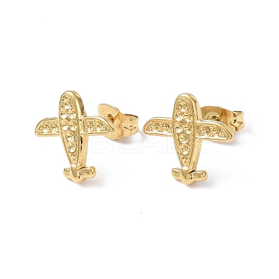 Ion Plating(IP) 304 Stainless Steel Plane Stud Earring Findings EJEW-I285-14G-1