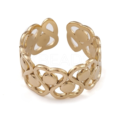 Ion Plating(IP) 304 Stainless Steel Cuff Rings RJEW-G285-77G-1