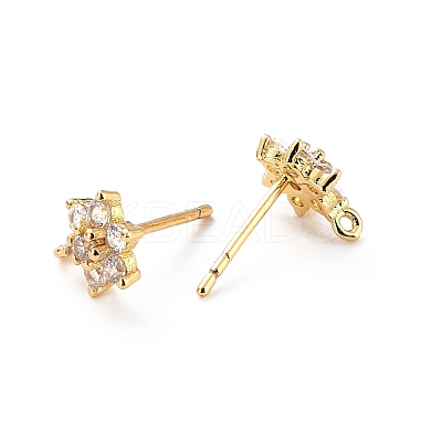 Brass Micro Pave Cubic Zirconia Stud Earrings Findings ZIRC-C027-14G-02-RS-1