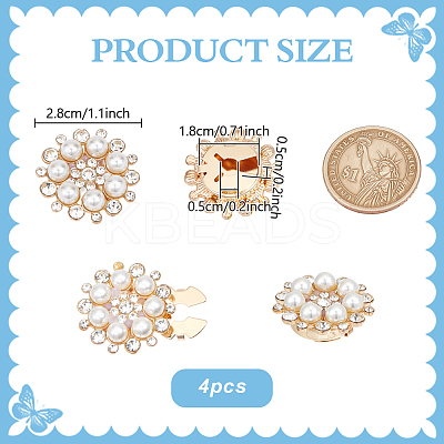 4Pcs Alloy Rhinestone Cufflinks HJEW-NB00217-1