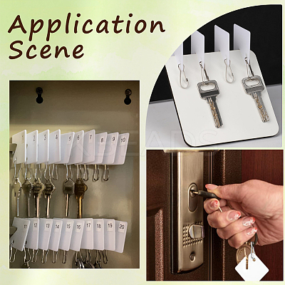 1 Set Plastic Blank Key Tags with Steel Keychain Clasps AJEW-SP0001-44-1