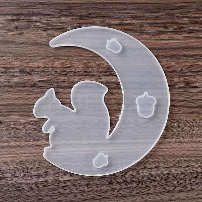 DIY Animal on the Crescent Moon Big Pendant Silhouette Silicone Molds DIY-F125-05-1