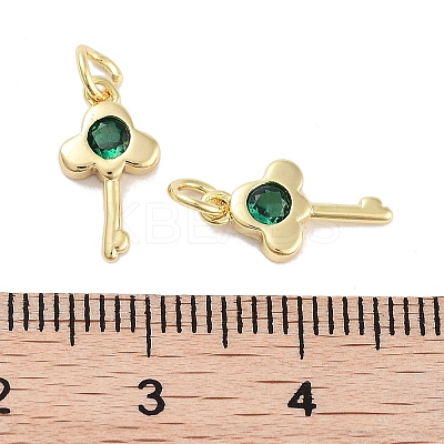 Brass Micro Pave Cubic Zirconia Charms KK-C051-08G-1