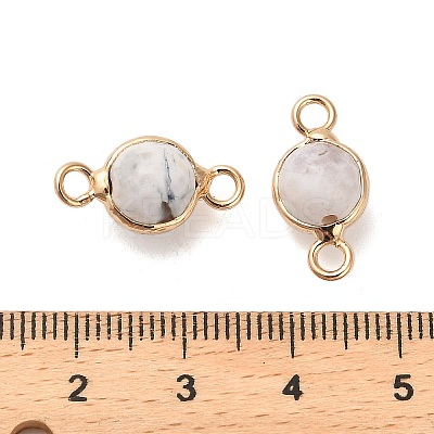 Natural Dyed Natural White Jade Faceted Round Links Connector Charms G-G175-01G-03-1