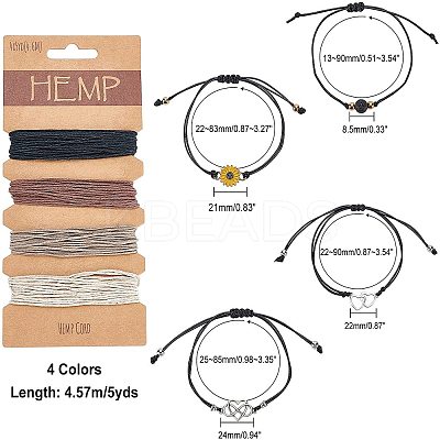 Adjustable Waxed Cord Braided Bead Bracelets Set DIY-AR0001-65-1