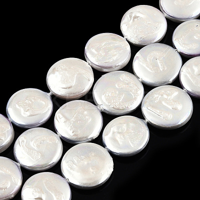 Plating Natural Freshwater Shell Beads Strands SHEL-N026-225B-1