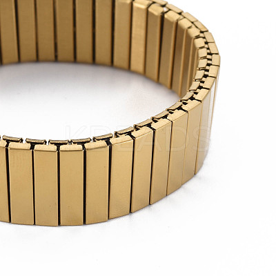Ion Plating(IP) Stainless Steel Rectangle Stackable Stretch Bracelet BJEW-N017-027LG-1
