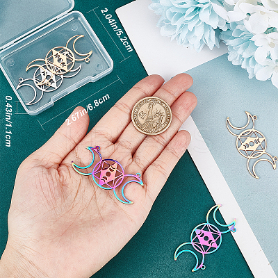 6Pcs 3 Colors Ion Plating(IP) 201 Stainless Steel Connector Charms STAS-CN0001-22-1