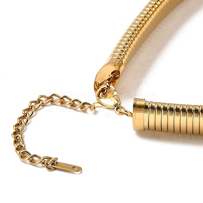 Ion Plating(IP) 304 Stainless Steel Flat Snake Chain Necklaces for Women NJEW-U049-01G-01-1
