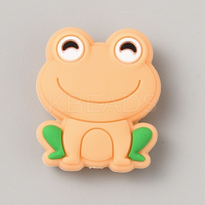 Frog Food Grade Eco-Friendly Silicone Focal Beads LS-SIL-WH0006-29G-1