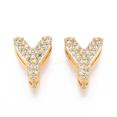 Brass Micro Pave Clear Cubic Zirconia Beads KK-T071-17G-Y-1
