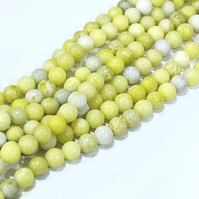 Natural Yellow Mustard Jasper Beads Strands X-G-Q462-6mm-39-1