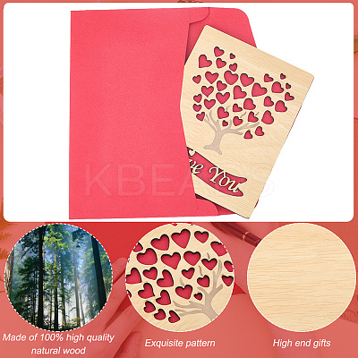 Valentine's Day Wooden Greeting Cards DIY-CP0011-91C-1