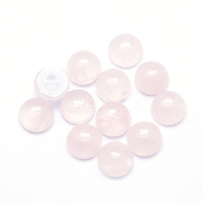 Natural Rose Quartz Cabochons X-G-P393-R20-6mm-1
