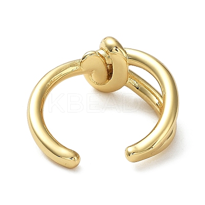 Rack Plating Brass Knot Open Cuff Rings for Women RJEW-Q777-02G-1