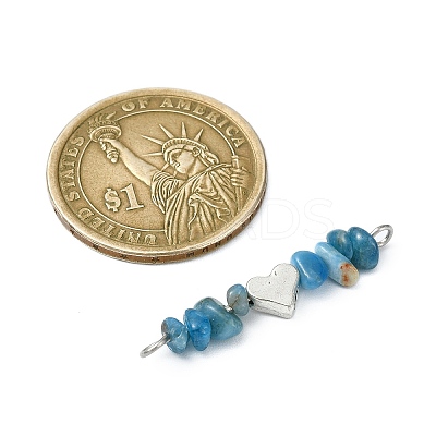 16Pcs 16 Styles Mixed Gemstone Chip Beaded with Brass Heart Connector Charms PALLOY-JF03059-02-1