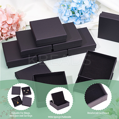 18Pcs Kraft Cotton Filled Cardboard Paper Jewelry Set Boxes CBOX-TA0001-11-1