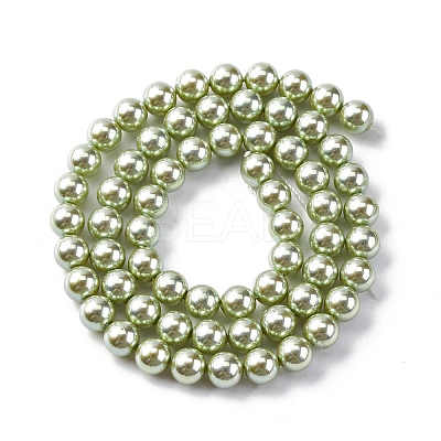 UV Plating Pearlized Glass Pearl Beads Strands GLAA-F128-01A-T21-1