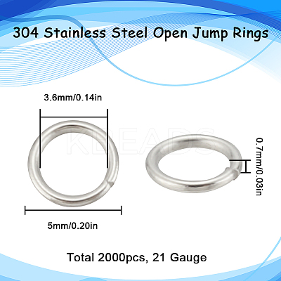 304 Stainless Steel Open Jump Rings STAS-SC0006-10B-1