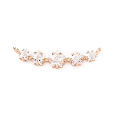 Brass Pave Clear Cubic Zirconia Connector Charms ZIRC-K088-14KCG-1
