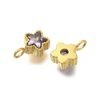 304 Stainless Steel Micro Pave Cubic Zirconia Charms STAS-U027-02G-03-1