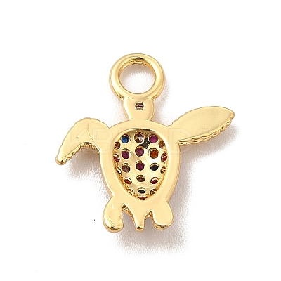 Rack Plating Brass Micro Pave Cubic Zirconia Pendants KK-P230-23G-B-1