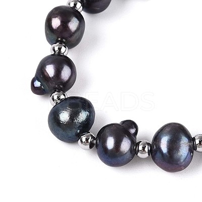 Adjustable Natural Pearl with Brass Chain Slider Bracelets for Women Girl BJEW-T022-16B-1
