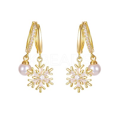Snowflake Zinc Alloy Enamel Hoop Earrings FS-WG1295B-06-1