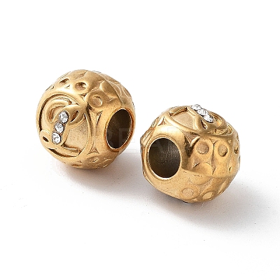 Ion Plating(IP) 304 Stainless Steel Rhinestone European Beads STAS-A092-10L-G-1