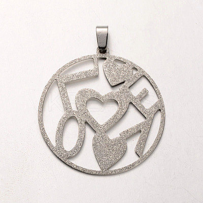 Tarnish Resistant Mixed Filigree Flat Round304 Stainless Steel Textured Pendants STAS-N038-01-1