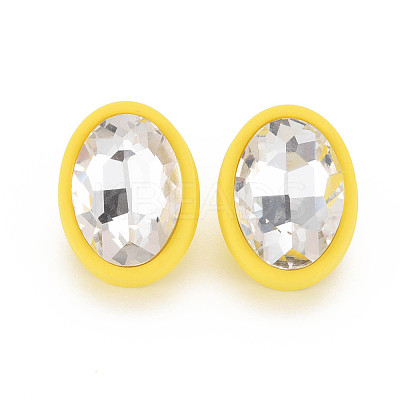 Crystal Rhinestone Oval Stud Earrings with 925 Sterling Silver Pins for Women MACR-S275-037A-1