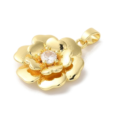 Rack Plating Brass Micro Pave Clear Cubic Zirconia Pendants X-KK-U022-04G-1