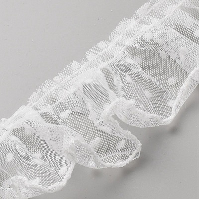 Polyester Pleated Lace Trim Ribbon DIY-WH0308-459C-1