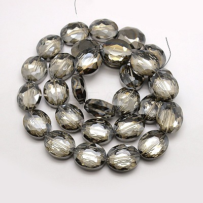 Faceted Electroplate Crystal Glass Oval Beads Strands EGLA-F060B-02-1